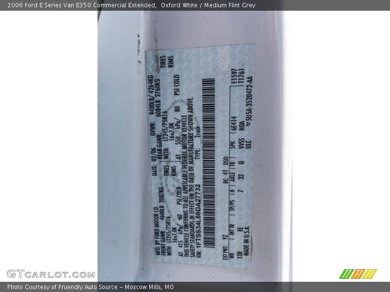 Oxford White / Medium Flint Grey 2006 Ford E Series Van E350 Commercial Extended