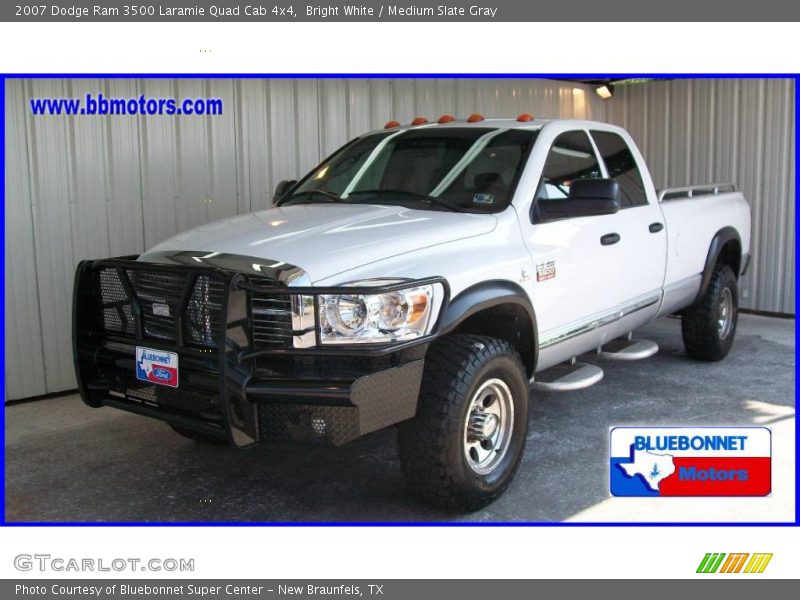 Bright White / Medium Slate Gray 2007 Dodge Ram 3500 Laramie Quad Cab 4x4