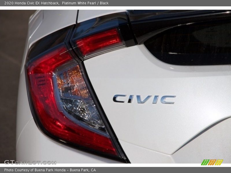 Platinum White Pearl / Black 2020 Honda Civic EX Hatchback