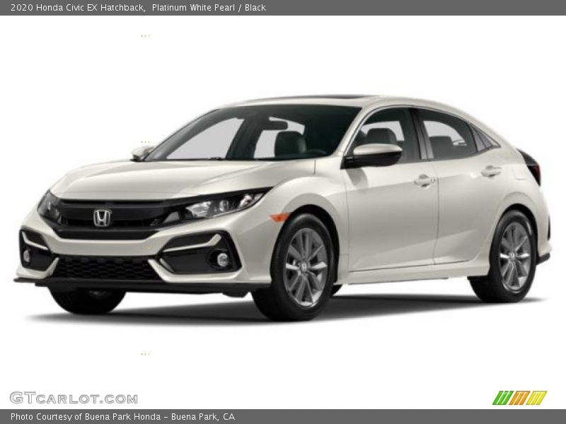 Platinum White Pearl / Black 2020 Honda Civic EX Hatchback