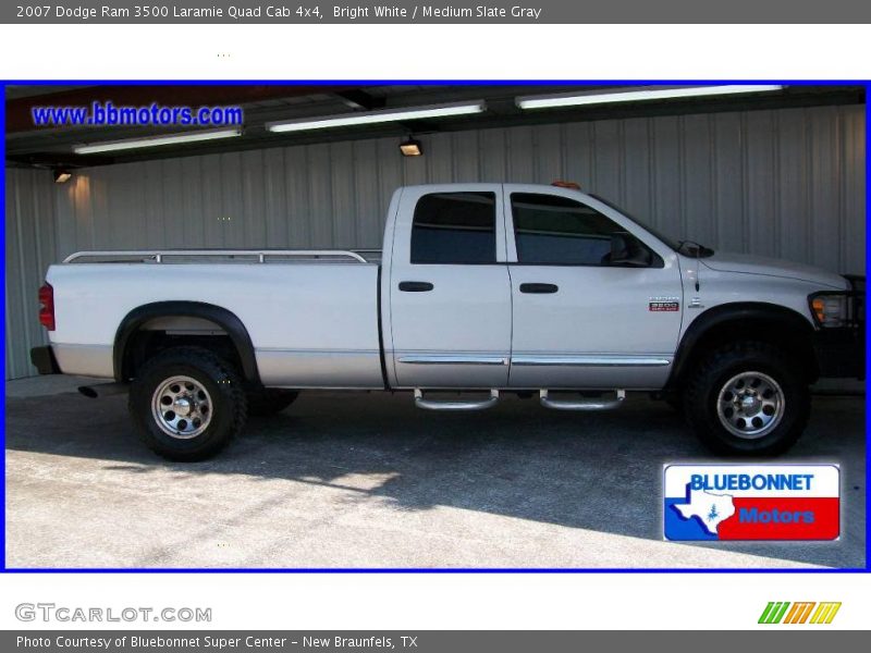 Bright White / Medium Slate Gray 2007 Dodge Ram 3500 Laramie Quad Cab 4x4