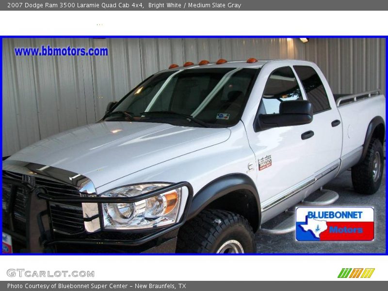 Bright White / Medium Slate Gray 2007 Dodge Ram 3500 Laramie Quad Cab 4x4