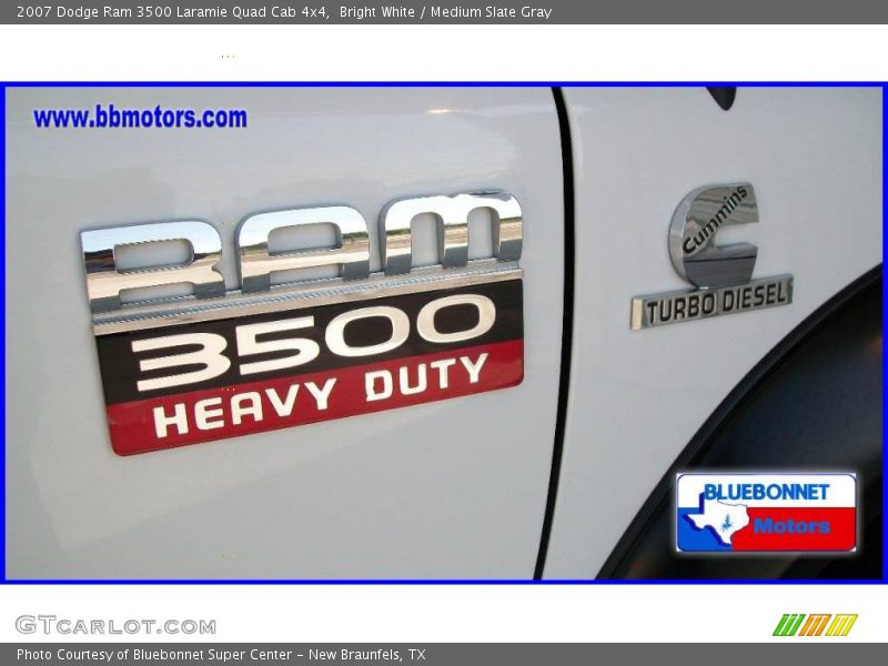 Bright White / Medium Slate Gray 2007 Dodge Ram 3500 Laramie Quad Cab 4x4