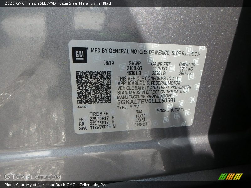 Satin Steel Metallic / Jet Black 2020 GMC Terrain SLE AWD