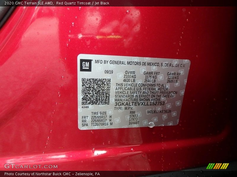 Red Quartz Tintcoat / Jet Black 2020 GMC Terrain SLE AWD