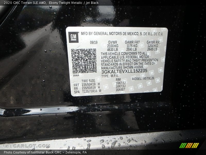 Ebony Twilight Metallic / Jet Black 2020 GMC Terrain SLE AWD