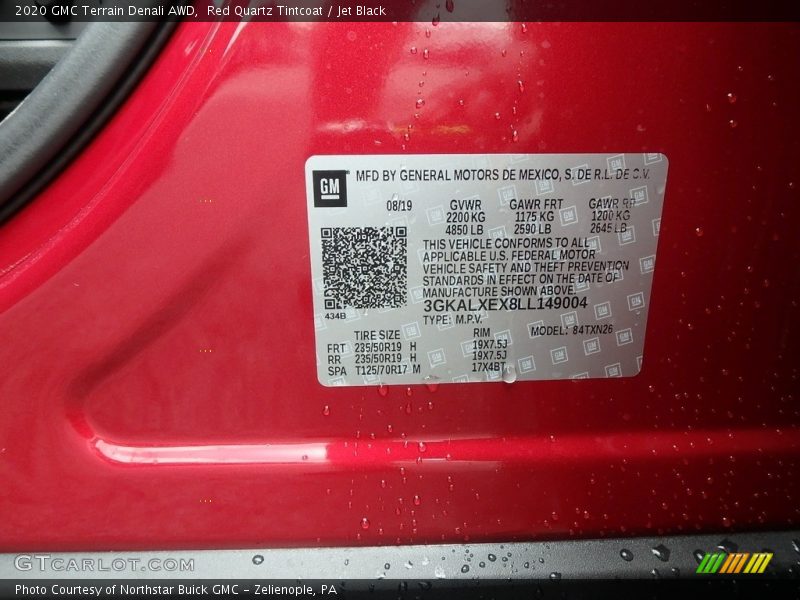 Red Quartz Tintcoat / Jet Black 2020 GMC Terrain Denali AWD
