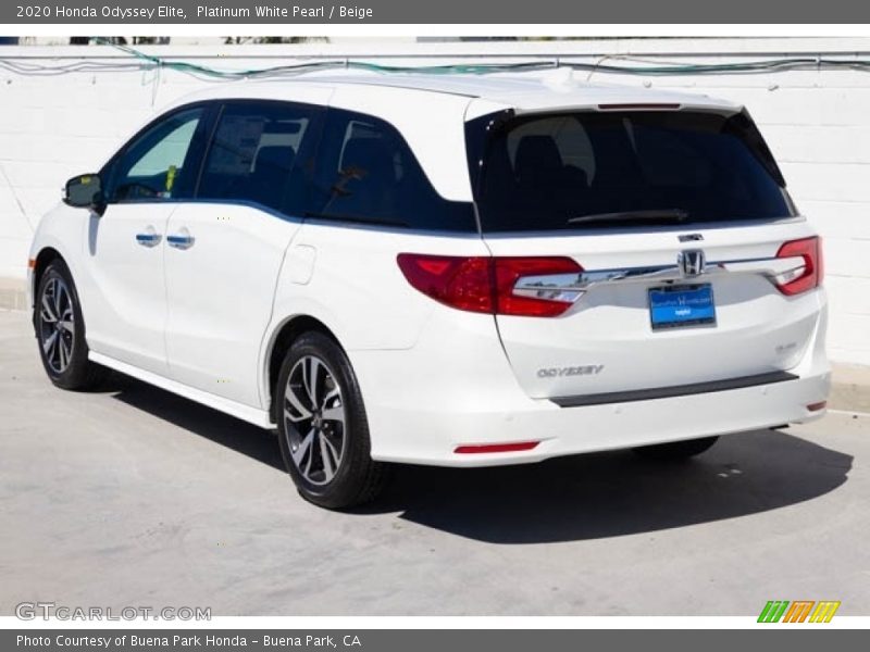 Platinum White Pearl / Beige 2020 Honda Odyssey Elite