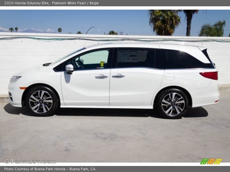 Platinum White Pearl / Beige 2020 Honda Odyssey Elite