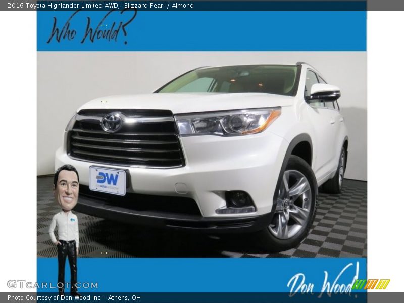 Blizzard Pearl / Almond 2016 Toyota Highlander Limited AWD