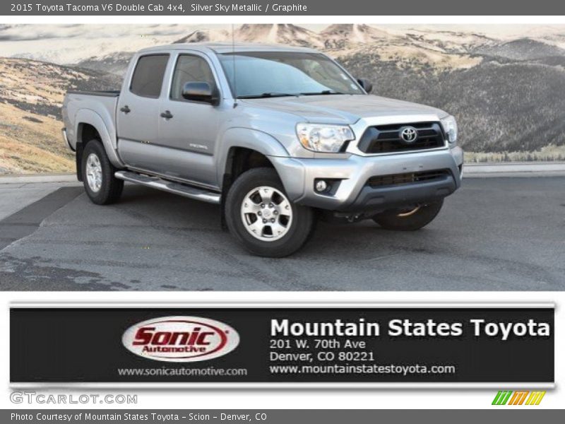 Silver Sky Metallic / Graphite 2015 Toyota Tacoma V6 Double Cab 4x4