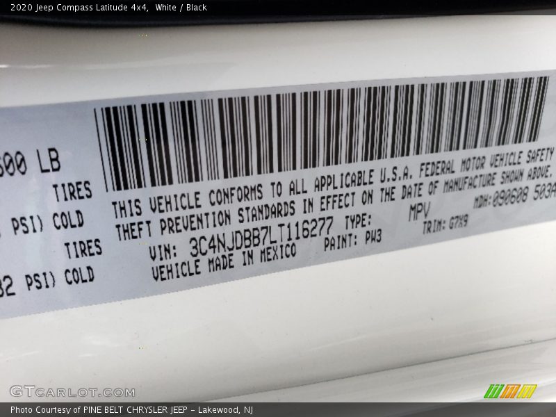White / Black 2020 Jeep Compass Latitude 4x4