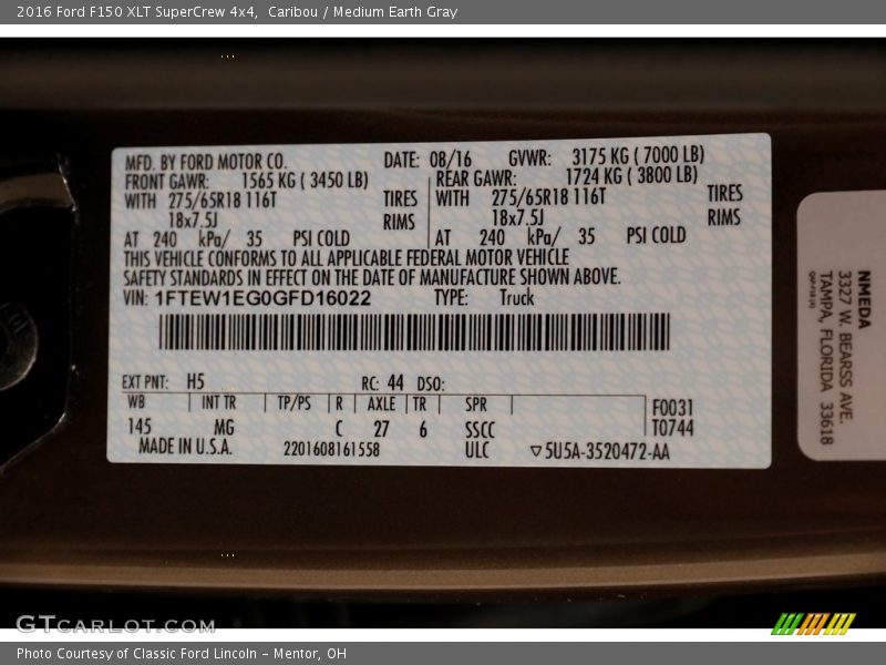 Caribou / Medium Earth Gray 2016 Ford F150 XLT SuperCrew 4x4