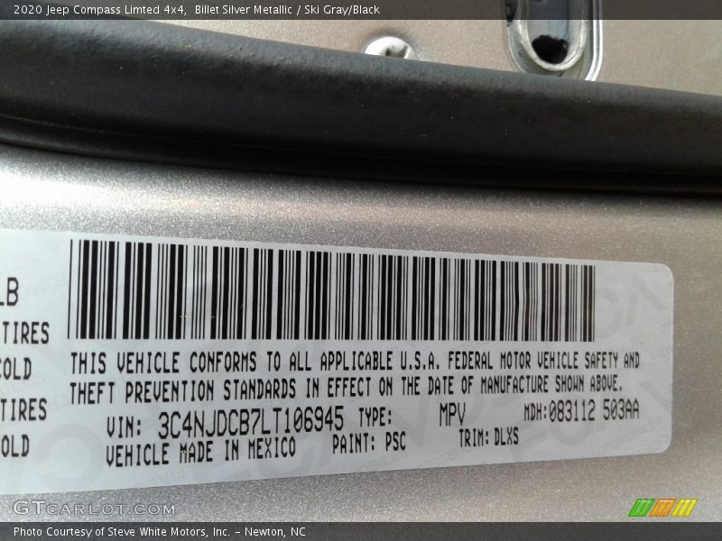 Billet Silver Metallic / Ski Gray/Black 2020 Jeep Compass Limted 4x4