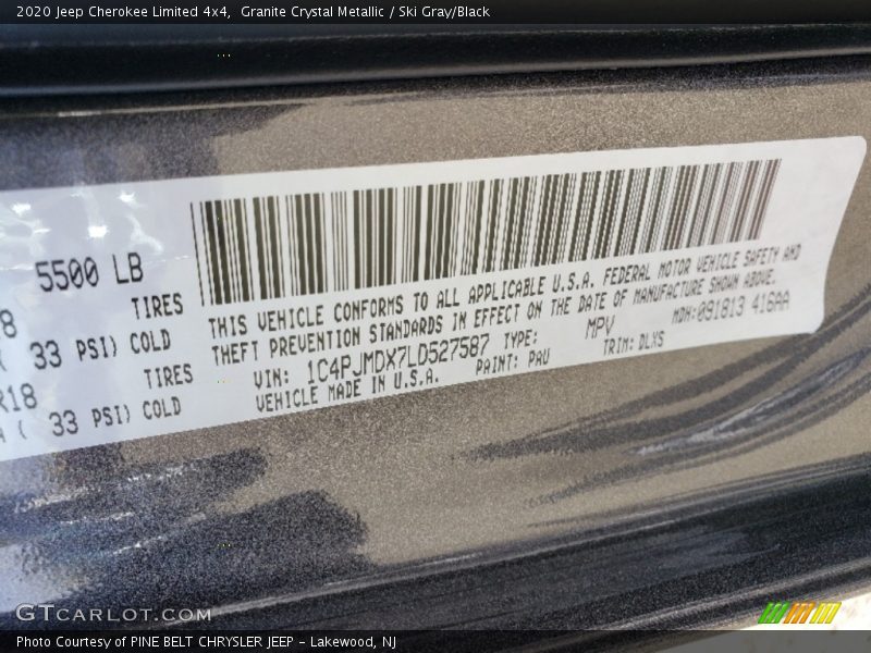 Granite Crystal Metallic / Ski Gray/Black 2020 Jeep Cherokee Limited 4x4