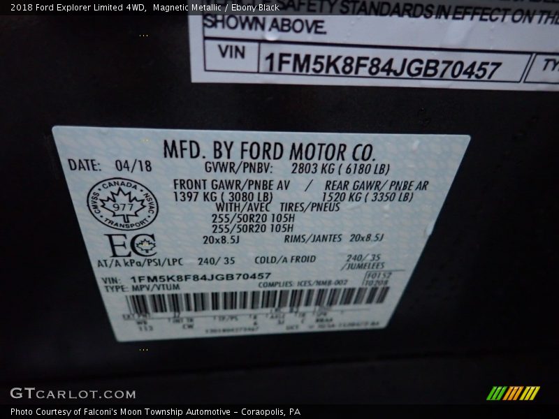 Magnetic Metallic / Ebony Black 2018 Ford Explorer Limited 4WD