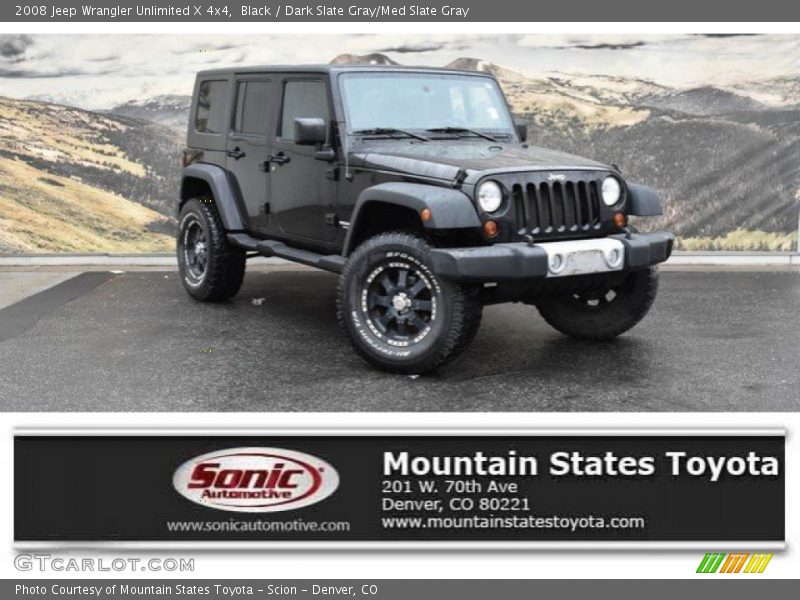 Black / Dark Slate Gray/Med Slate Gray 2008 Jeep Wrangler Unlimited X 4x4