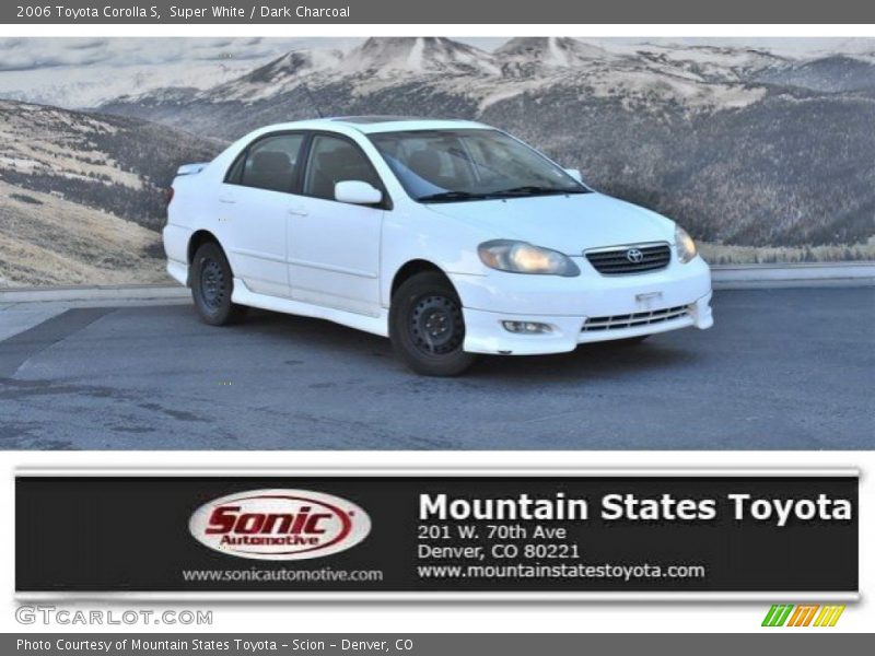 Super White / Dark Charcoal 2006 Toyota Corolla S