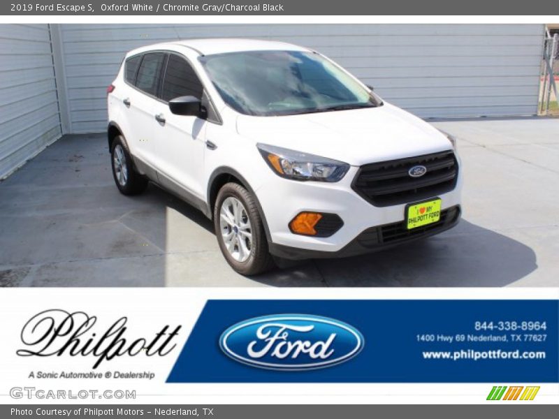 Oxford White / Chromite Gray/Charcoal Black 2019 Ford Escape S