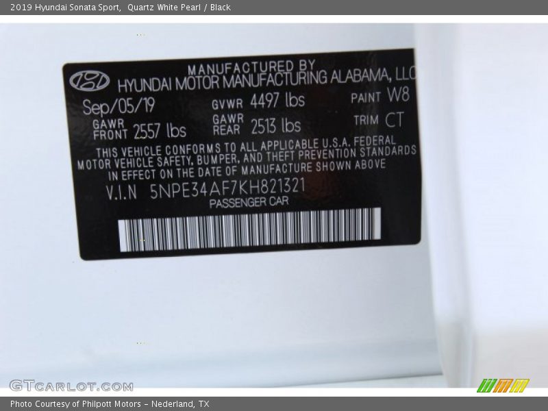 Quartz White Pearl / Black 2019 Hyundai Sonata Sport