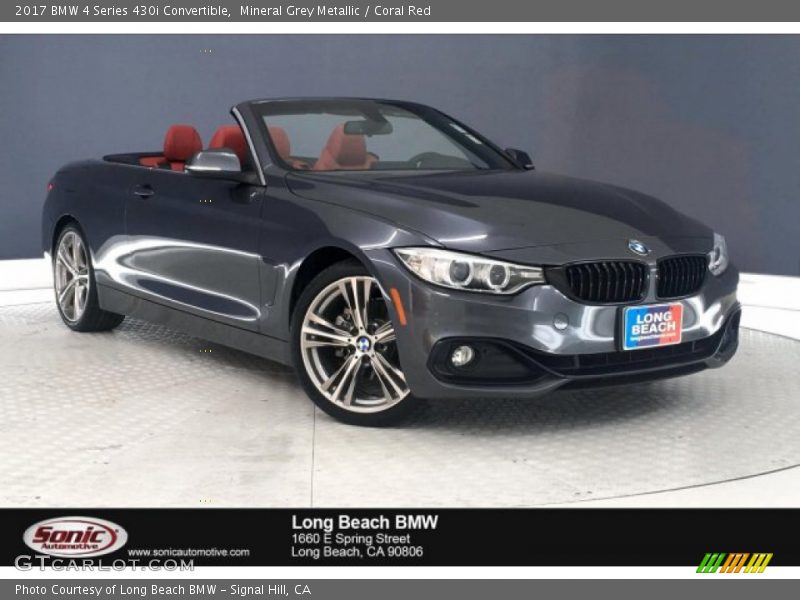 Mineral Grey Metallic / Coral Red 2017 BMW 4 Series 430i Convertible