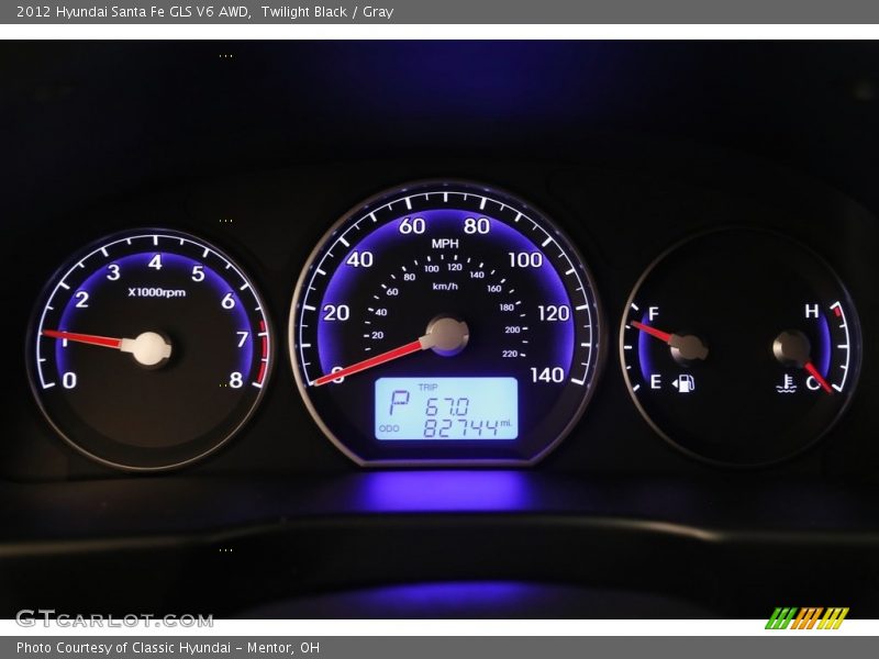 Twilight Black / Gray 2012 Hyundai Santa Fe GLS V6 AWD
