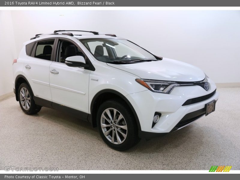 Blizzard Pearl / Black 2016 Toyota RAV4 Limited Hybrid AWD