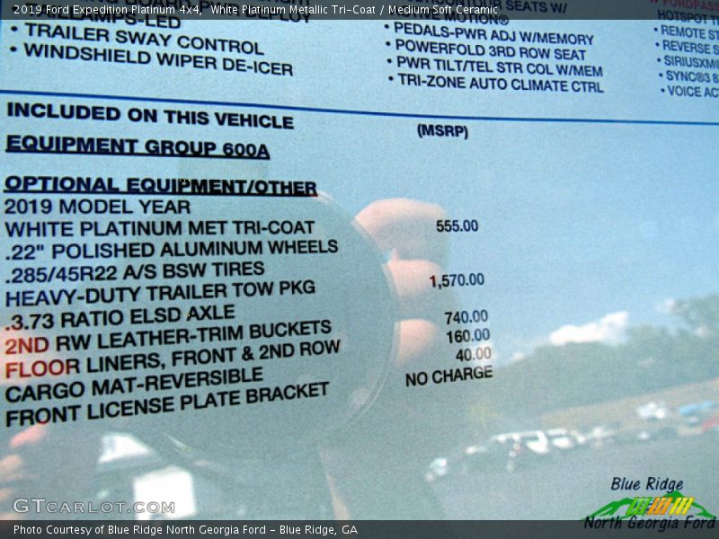 White Platinum Metallic Tri-Coat / Medium Soft Ceramic 2019 Ford Expedition Platinum 4x4