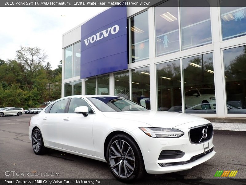 Crystal White Pearl Metallic / Maroon Brown 2018 Volvo S90 T6 AWD Momentum