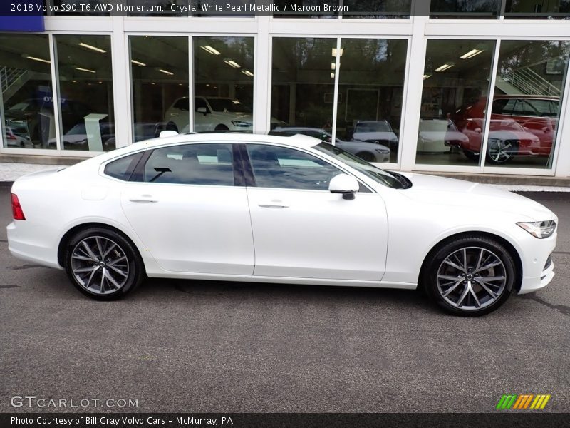 Crystal White Pearl Metallic / Maroon Brown 2018 Volvo S90 T6 AWD Momentum