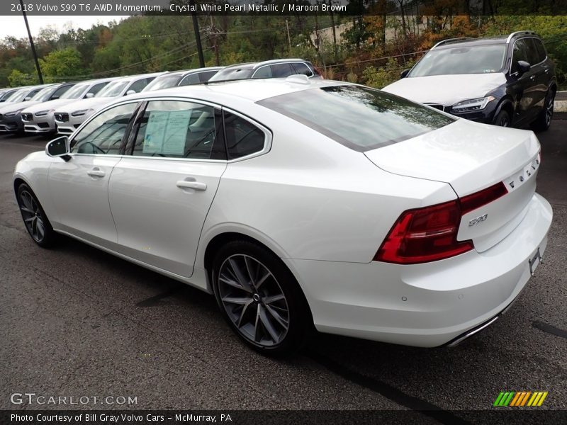 Crystal White Pearl Metallic / Maroon Brown 2018 Volvo S90 T6 AWD Momentum