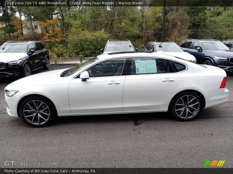 Crystal White Pearl Metallic / Maroon Brown 2018 Volvo S90 T6 AWD Momentum