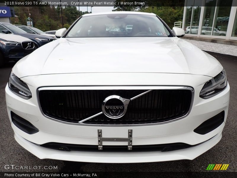 Crystal White Pearl Metallic / Maroon Brown 2018 Volvo S90 T6 AWD Momentum