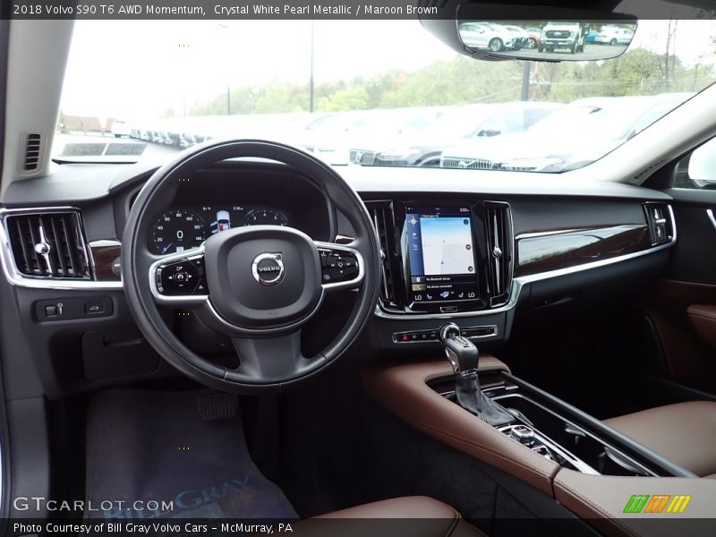 Crystal White Pearl Metallic / Maroon Brown 2018 Volvo S90 T6 AWD Momentum