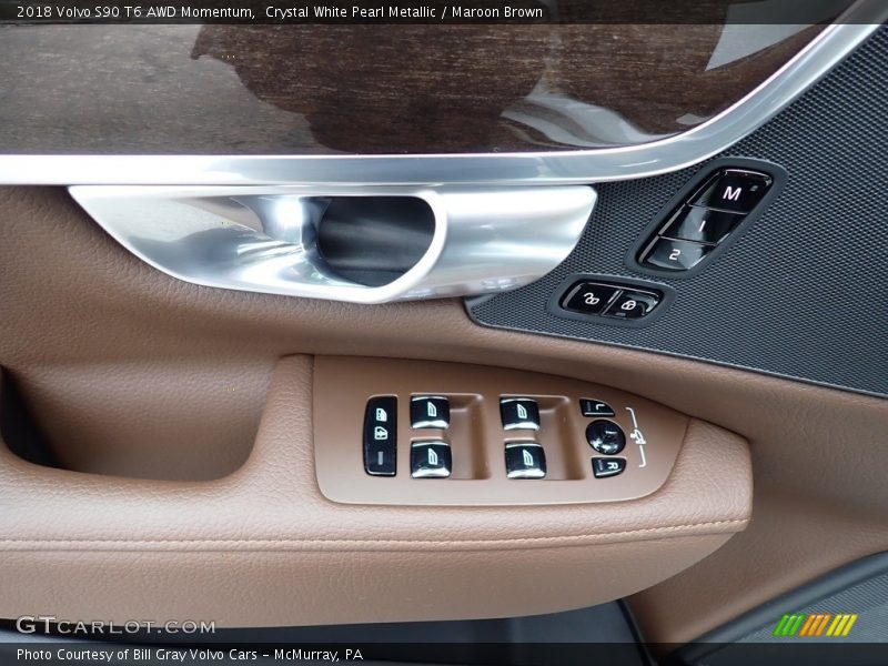 Crystal White Pearl Metallic / Maroon Brown 2018 Volvo S90 T6 AWD Momentum