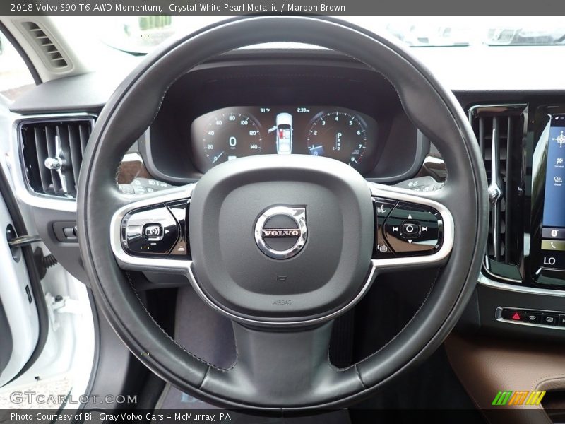 Crystal White Pearl Metallic / Maroon Brown 2018 Volvo S90 T6 AWD Momentum