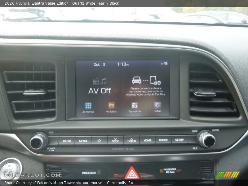 Quartz White Pearl / Black 2020 Hyundai Elantra Value Edition