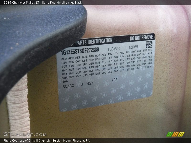 Butte Red Metallic / Jet Black 2016 Chevrolet Malibu LT