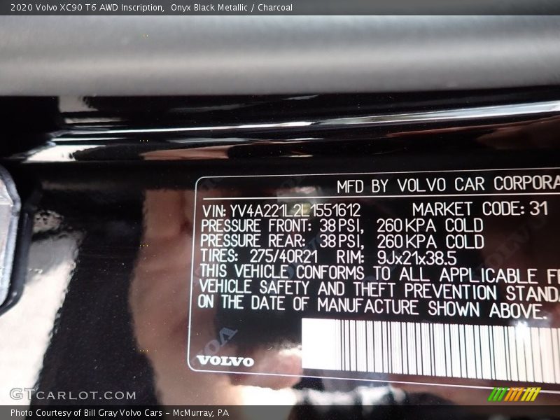 Onyx Black Metallic / Charcoal 2020 Volvo XC90 T6 AWD Inscription