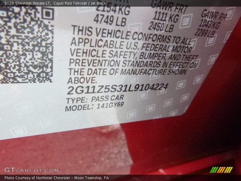 Cajun Red Tintcoat / Jet Black 2020 Chevrolet Impala LT