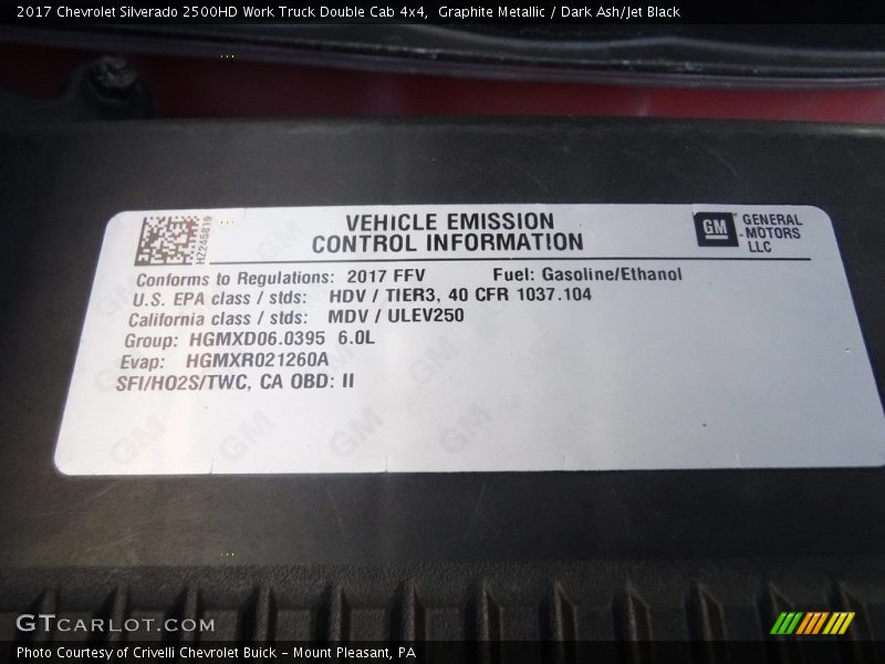 Graphite Metallic / Dark Ash/Jet Black 2017 Chevrolet Silverado 2500HD Work Truck Double Cab 4x4