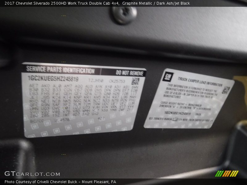 Graphite Metallic / Dark Ash/Jet Black 2017 Chevrolet Silverado 2500HD Work Truck Double Cab 4x4