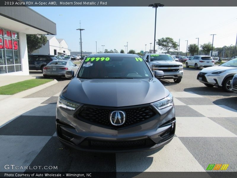 Modern Steel Metallic / Red 2019 Acura RDX A-Spec AWD