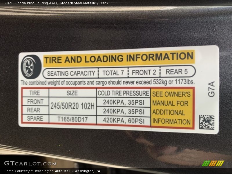 Modern Steel Metallic / Black 2020 Honda Pilot Touring AWD