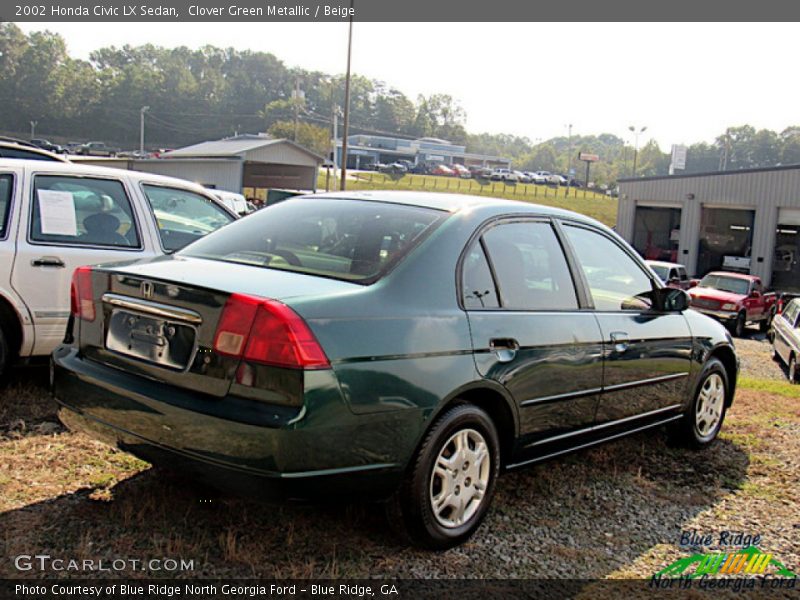 Clover Green Metallic / Beige 2002 Honda Civic LX Sedan