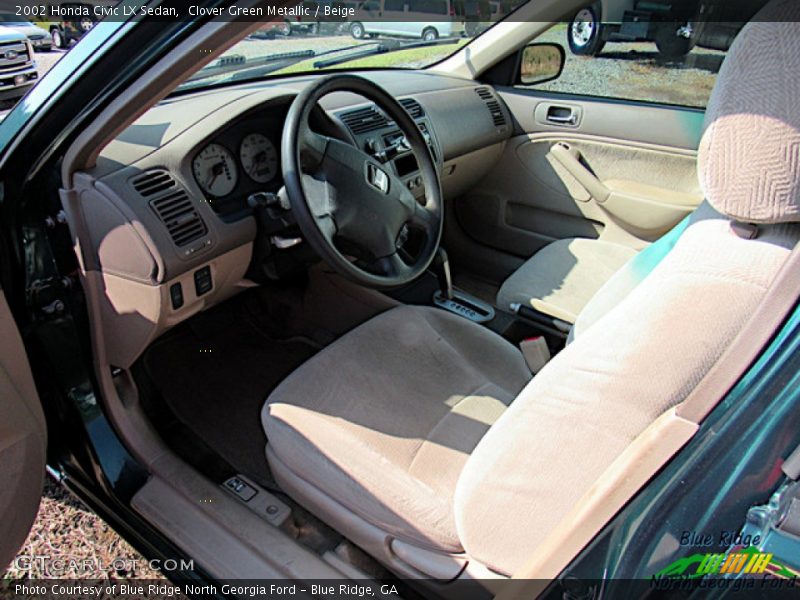 Clover Green Metallic / Beige 2002 Honda Civic LX Sedan