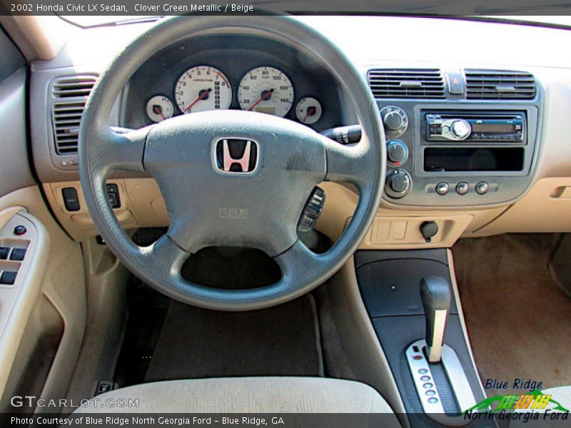 Clover Green Metallic / Beige 2002 Honda Civic LX Sedan