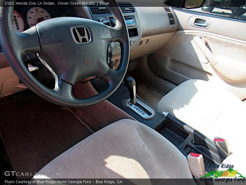 Clover Green Metallic / Beige 2002 Honda Civic LX Sedan