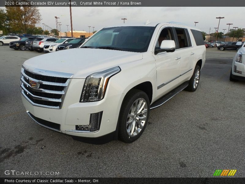 Crystal White Tricoat / Kona Brown 2020 Cadillac Escalade ESV Luxury 4WD