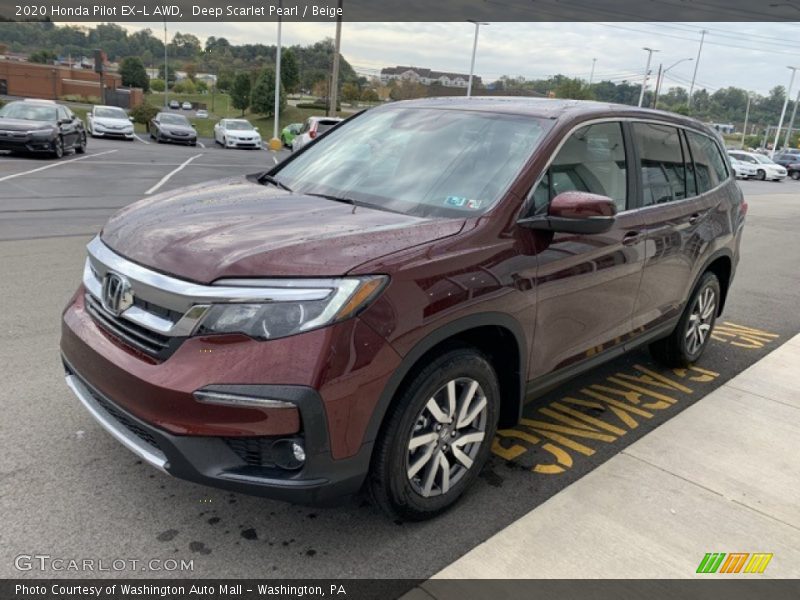 Deep Scarlet Pearl / Beige 2020 Honda Pilot EX-L AWD